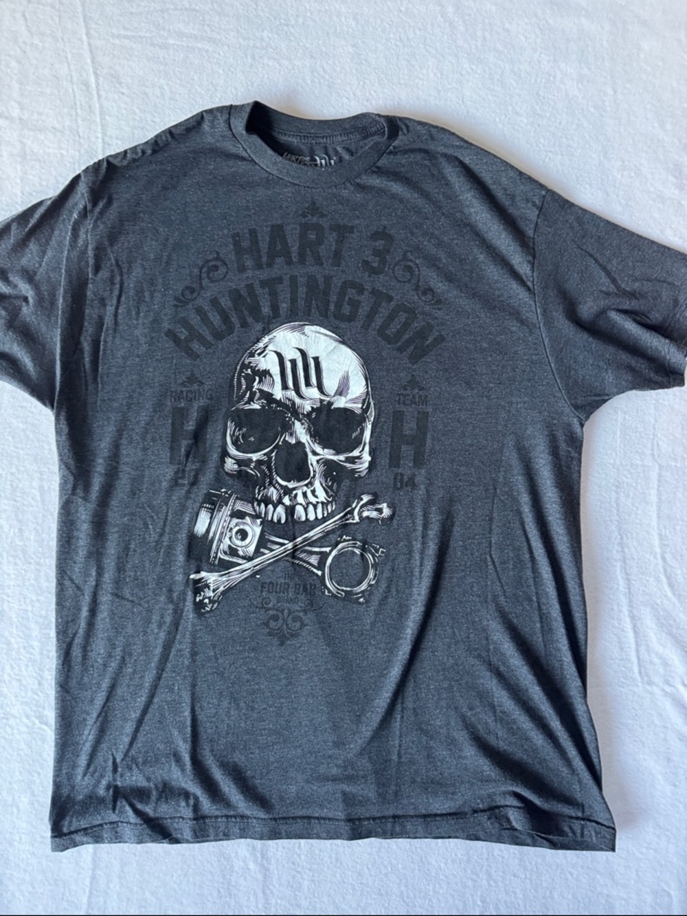 Y2K Hart & Huntington Charcoal Skull Graphic Tee XL